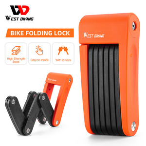 WEST BIKING Foldable Bicycle Lock High Security Motorcycle Lock Heavy Duty Keyed Bracket Folding Anti-Theft Bike Lock