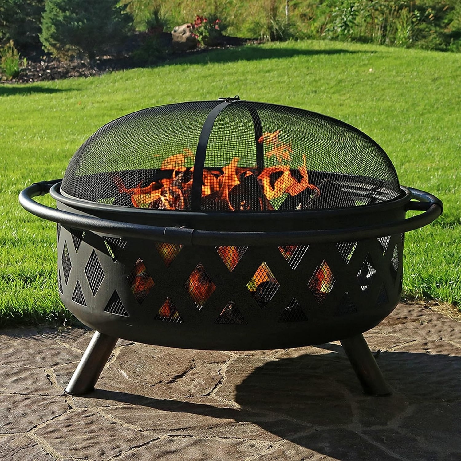 Outdoor Round Fire Pit Backyard Patio Garden Stove Bonfire Wood Burning Firepit for Outside