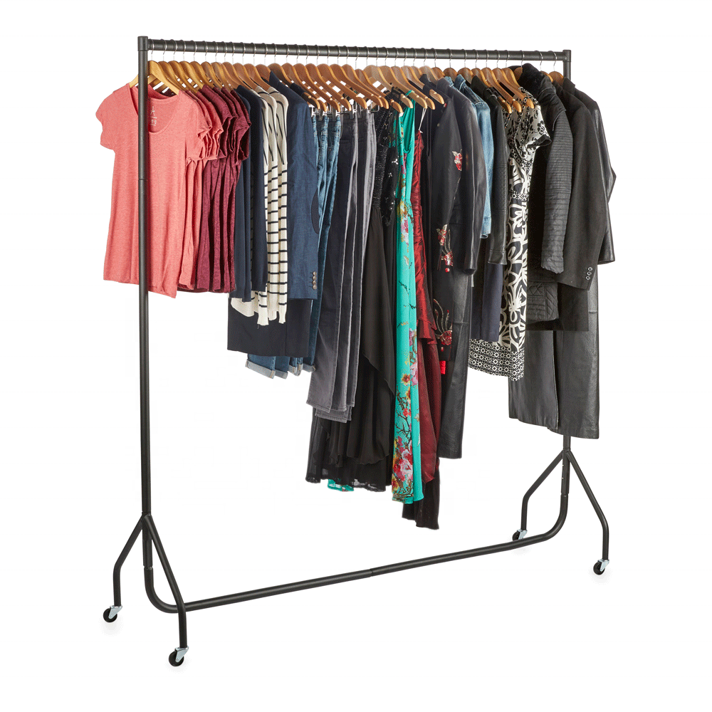 6ft Heavy Duty Clothes Rail On Wheels Stand Rack Garment Hanger Storage