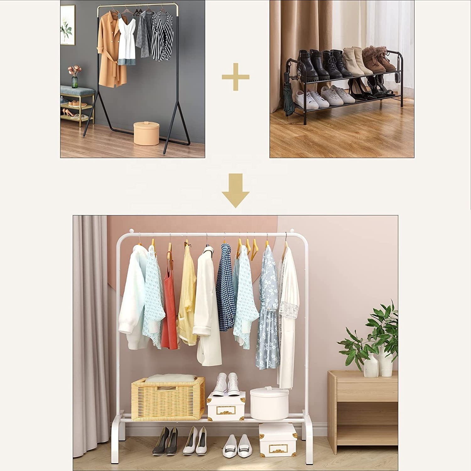 Heavy Duty Metal Clothing Rail Rack Portable Garment Coat Rack with ...