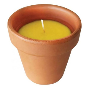 Outdoor Decorative Citronella Ceramic Candle Anti-Mosquito Candle In Clay Pot for Party Hiking Camping Patio Garden