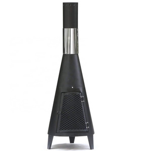 Outdoor BBQ Chiminea Wood Burning Fire Pits Heater with Steel Chimney for Garden Backyard Patio