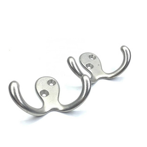 High quality Heavy Small Duty Wall Mounted Double Robe Hook Coat Hooks Utility Hanger