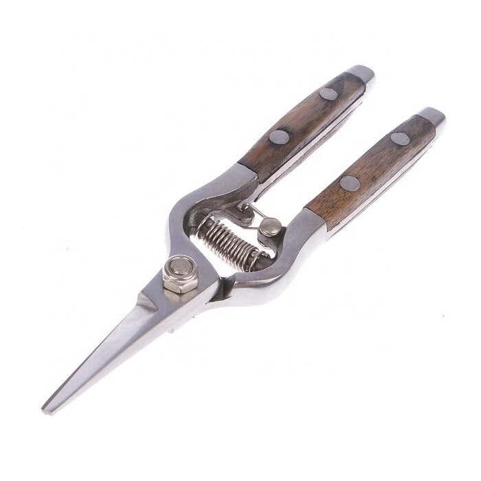 High Quality Stainless Steel Classic Garden Shear Bypass Pruner Trimmer Cutter with Wooden Handen