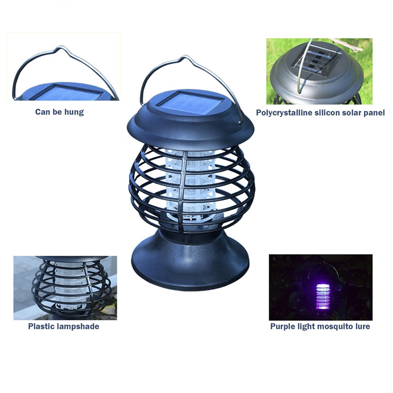 Portable Solar Powered Mosquito Killer Light Hanging Bug Zapper Fly Trap Lantern  for Indoor Outdoor