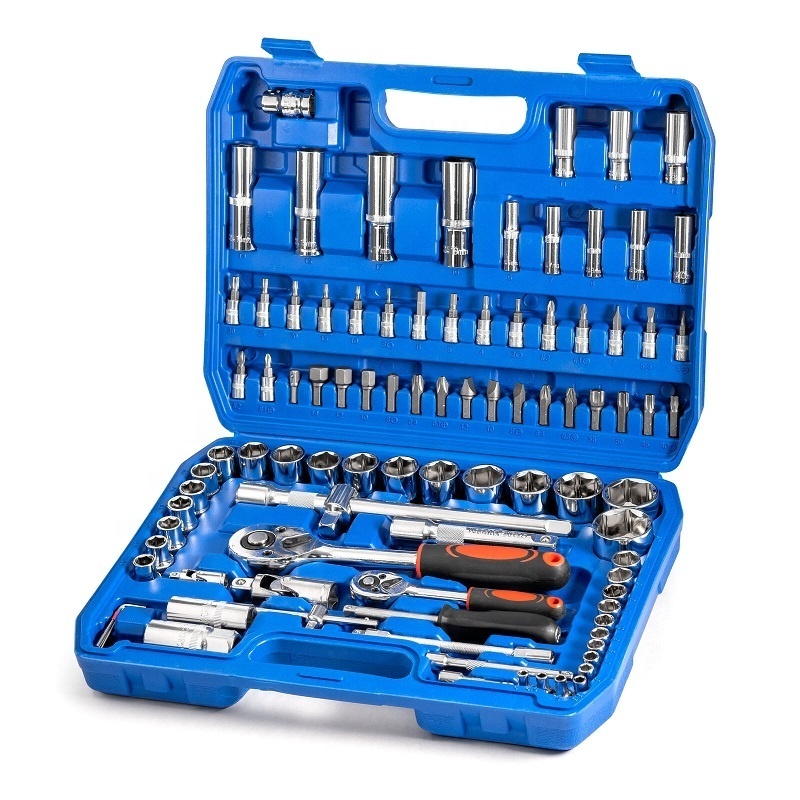 94 Pcs Auto Car Repair Hand Tool Kit Box Ratchet Set Metric Socket Wrench Set with Case