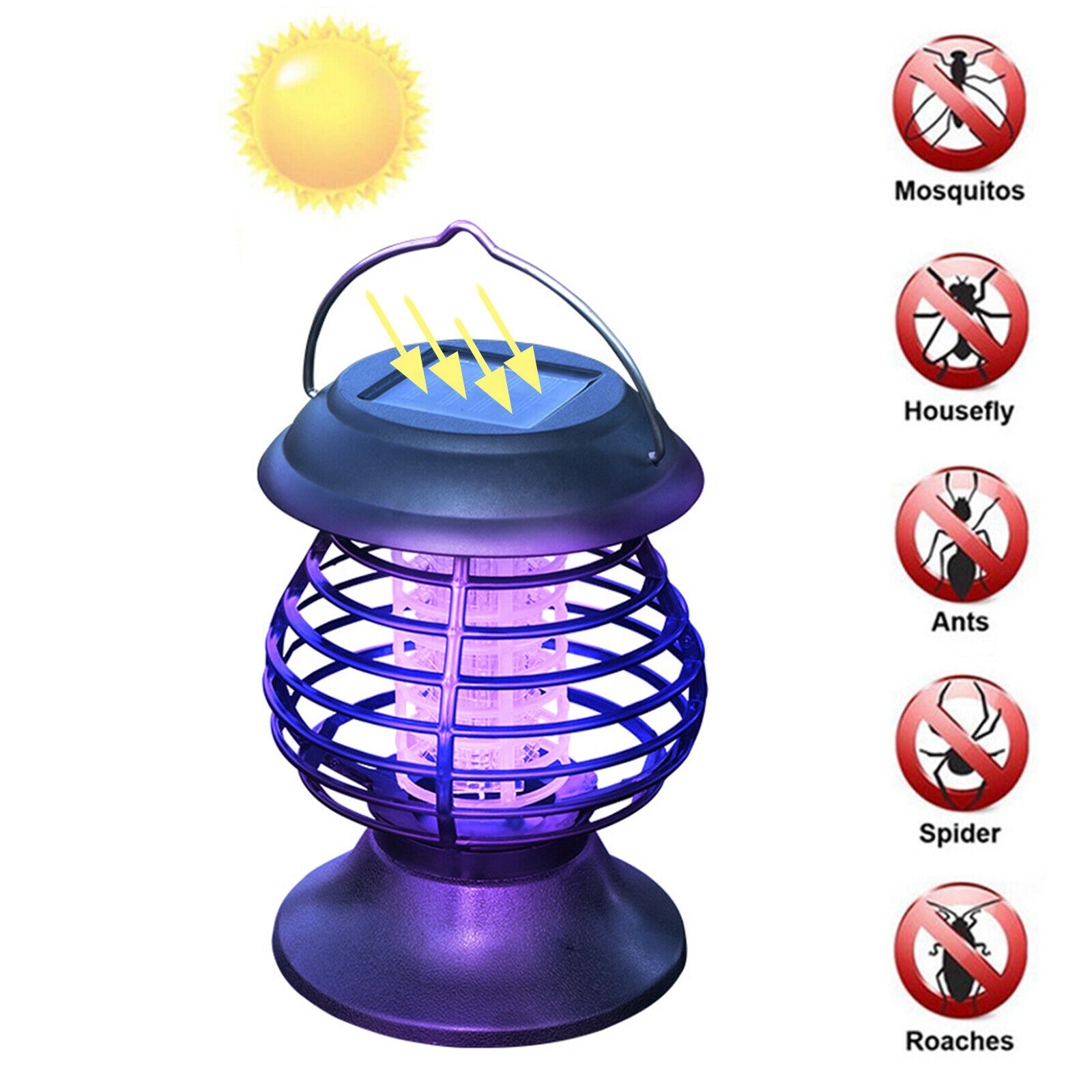 Portable Solar Powered Mosquito Killer Light Hanging Bug Zapper Fly Trap Lantern  for Indoor Outdoor