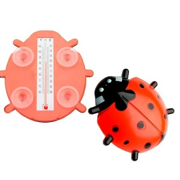 Outdoor Garden Thermometer Ladybug Design with Suction Cup Door and Window Humidity Meter