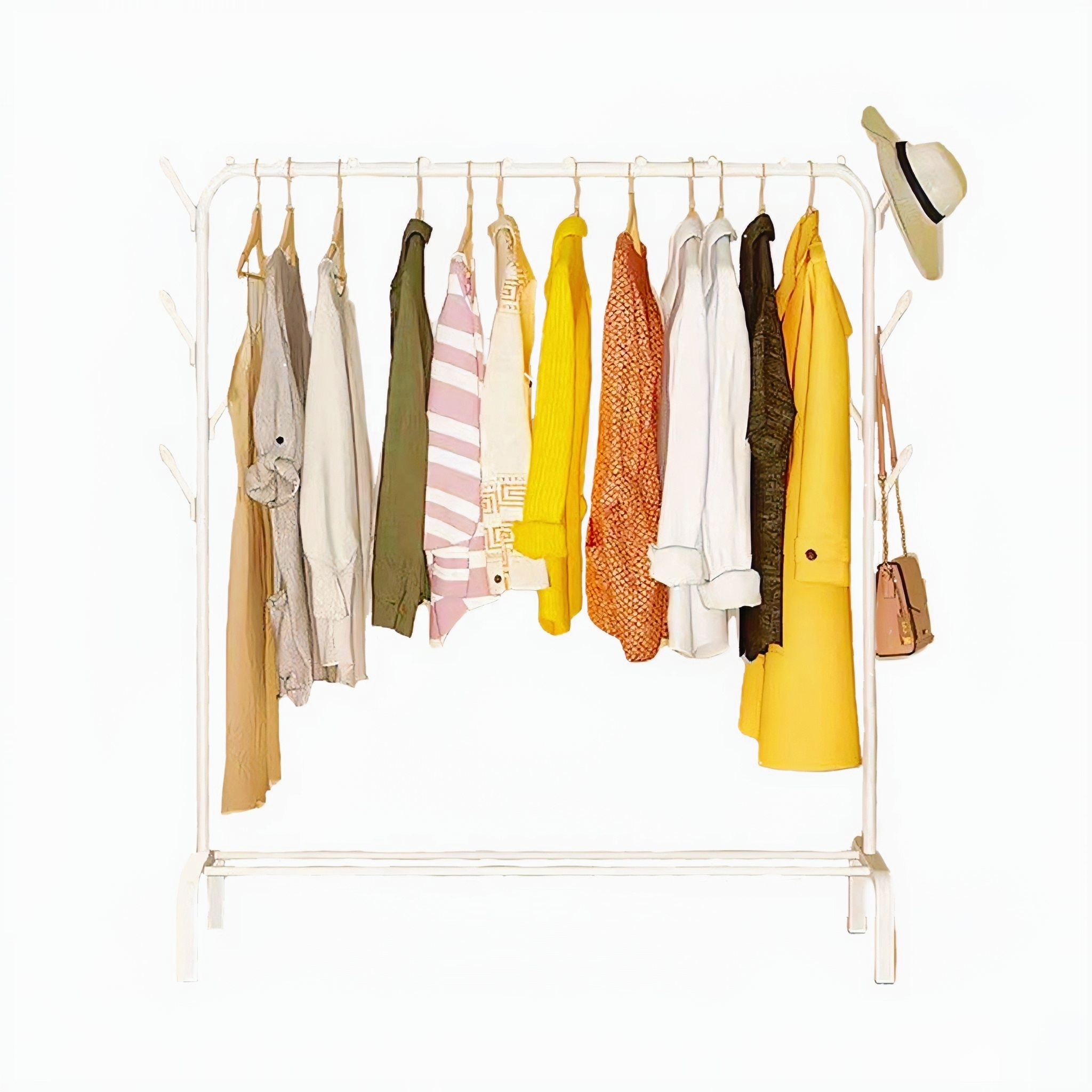 Multifunctional Floor Stand Clothes Rail Rack Garment Display Stand with Shoe Storage Shelf