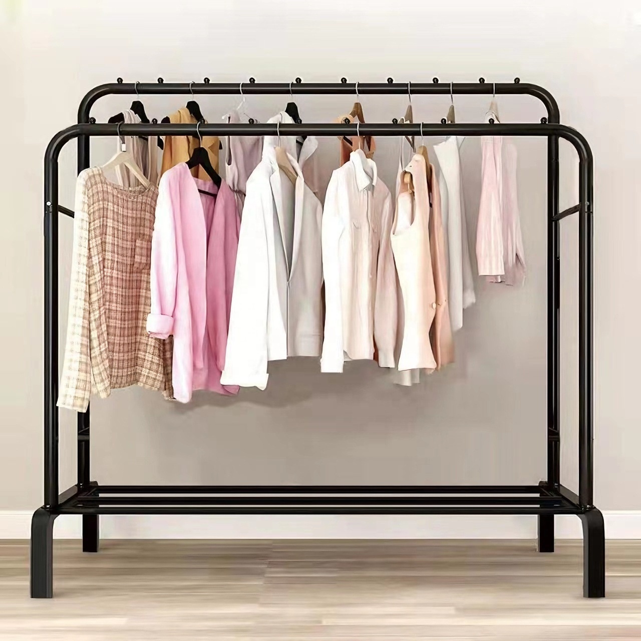 Heavy Duty Clothes Rail Hanging Rack Hat Hanger Standing Coat Rack for Bedroom Living Room