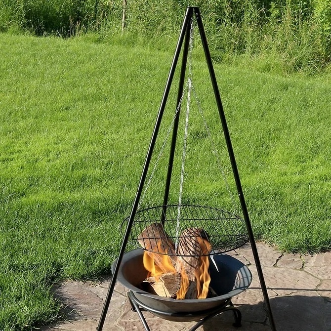 Hanging Tripod Camping Picnic BBQ Cooking Charcoal Fire Pit with Adjustable Chain