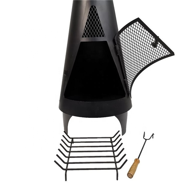 Garden Chiminea Fire Pits Outdoor Wood Burning Stove with Fire Poker Charcoal Grate