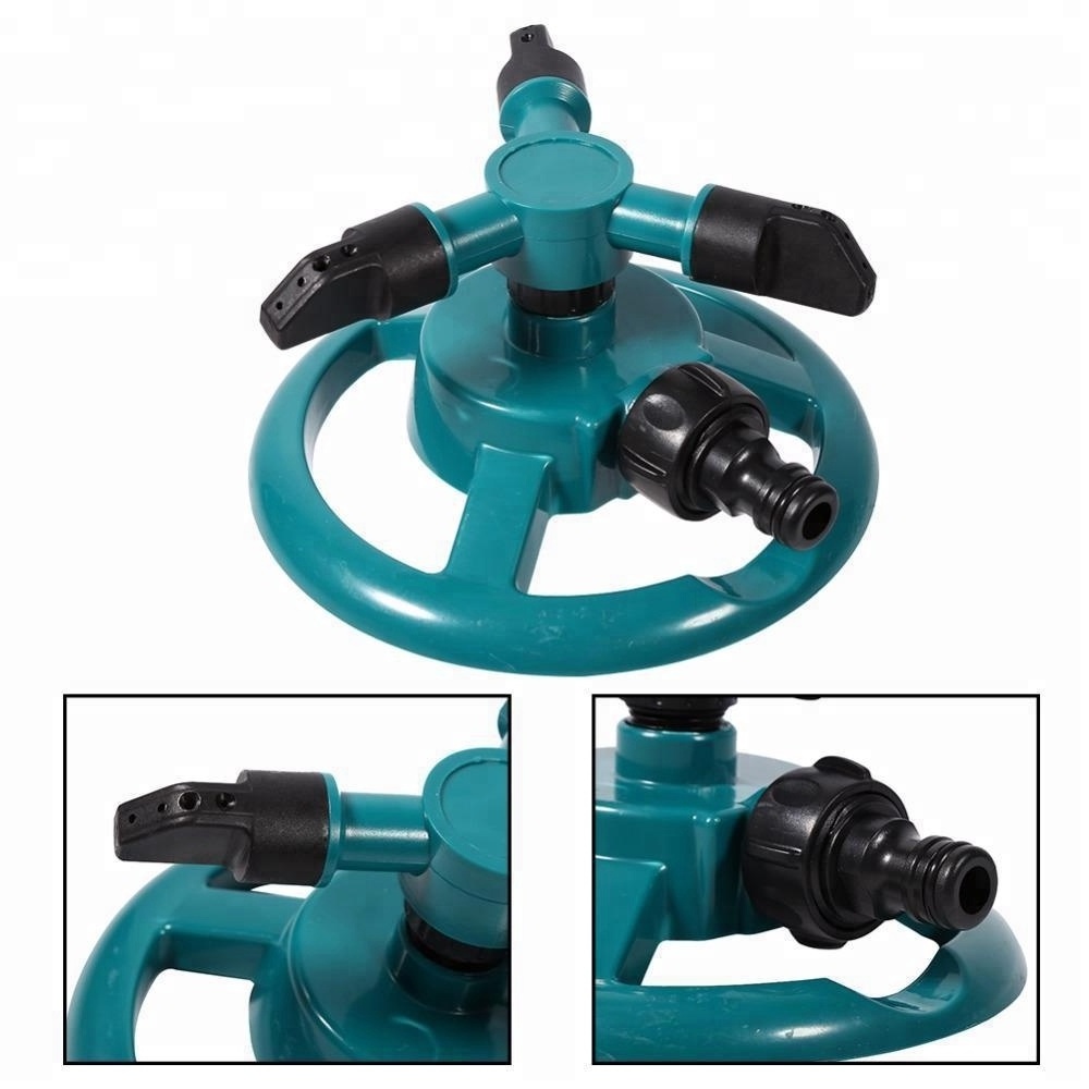 Portable Garden Irrigation Sprayer Automatic 360 Rotating Sprinkler 3 Arms Watering Irrigation System for Lawn Yard