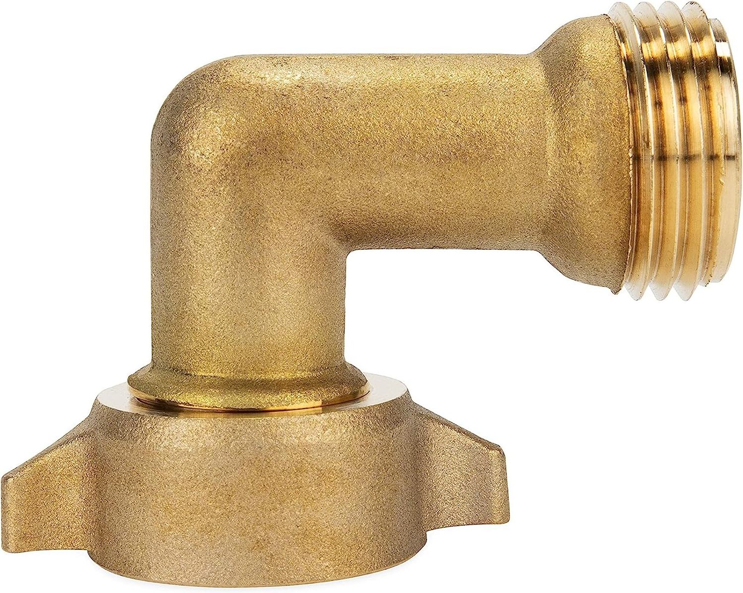 90-Degree Camper/RV Water Hose Elbow | Features Swiveling Easy Grip Connectors & a Lead-Free Solid Brass Design