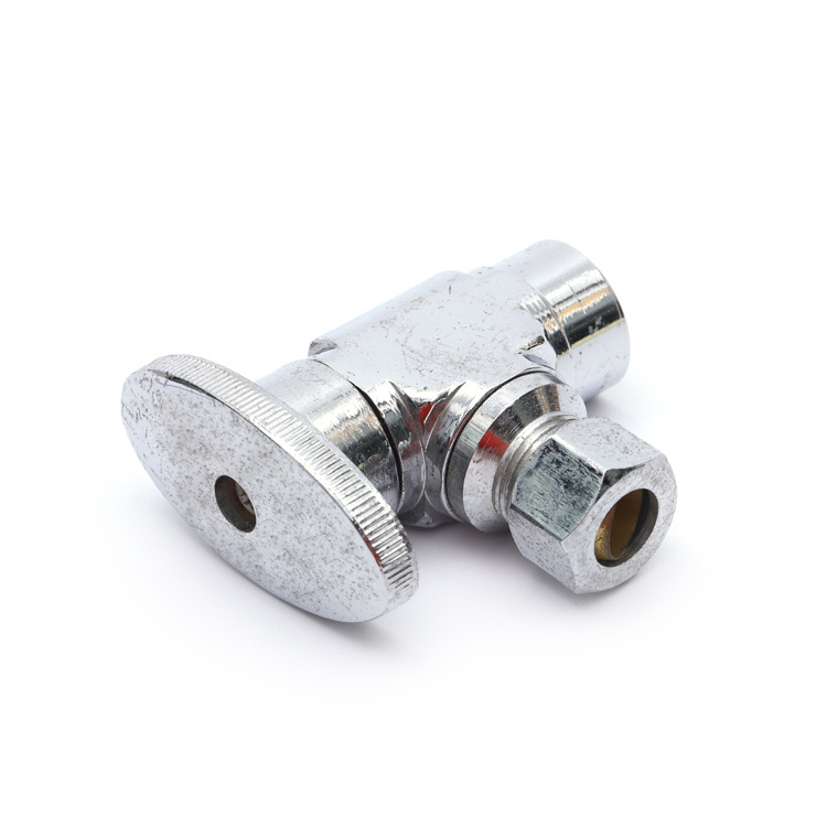 1/4 Quarter Turn Squared Body 1/2 3/8 OD Compression Outlet Chrome Plated Brass Angle Shut Off Valve