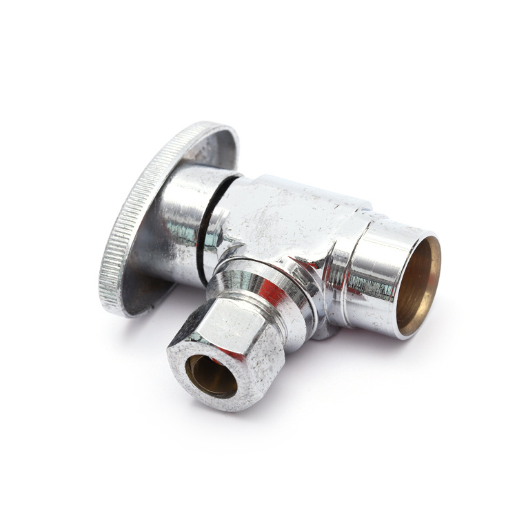 1/4 Quarter Turn Squared Body 1/2 3/8 OD Compression Outlet Chrome Plated Brass Angle Shut Off Valve