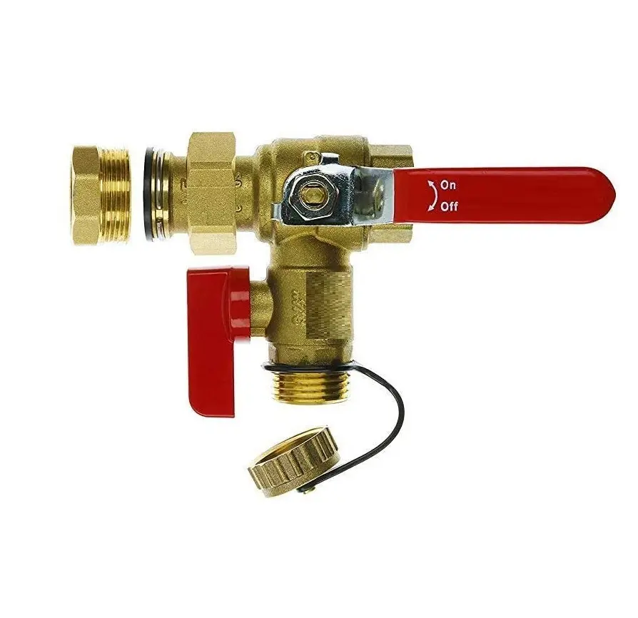 Hot Water System Control Valve Thread Brass Isolation Set Tankless Water Heater Service Valve With Lever Handle