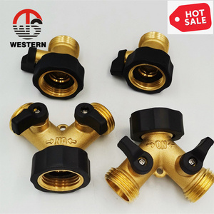 3/4" Garden Heavy Duty Double Way Y Shape Threaded Male Hose Brass Shut-Off Valve Quick Connect Ball Valve