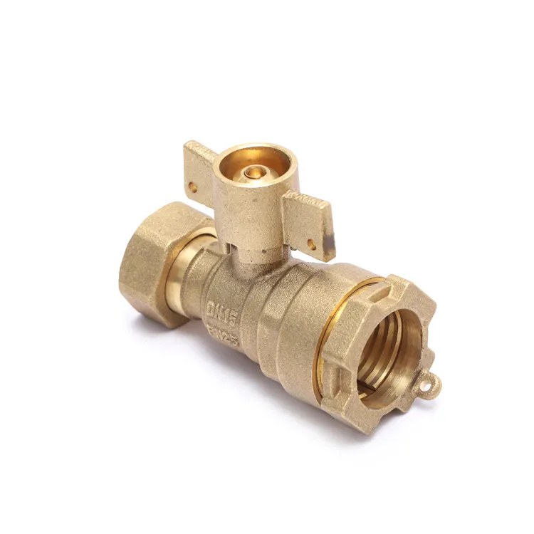 Standard Sand Polished Plumbing Sanitary Water Meter Valve PN25 Brass Lock Water Meter Lockable Ball Valve