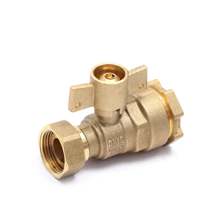 Standard Sand Polished Plumbing Sanitary Water Meter Valve PN25 Brass Lock Water Meter Lockable Ball Valve