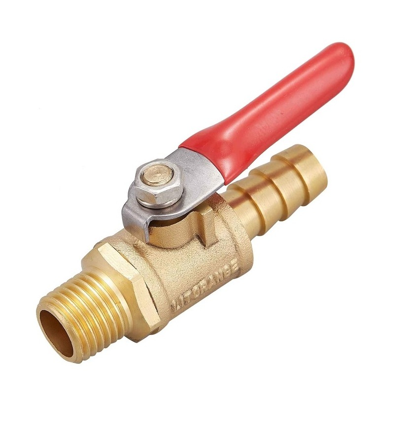 3/8 inch mini 2 way brass barb air ball valve for water gas fuel shut cut off 10mm pex tubing