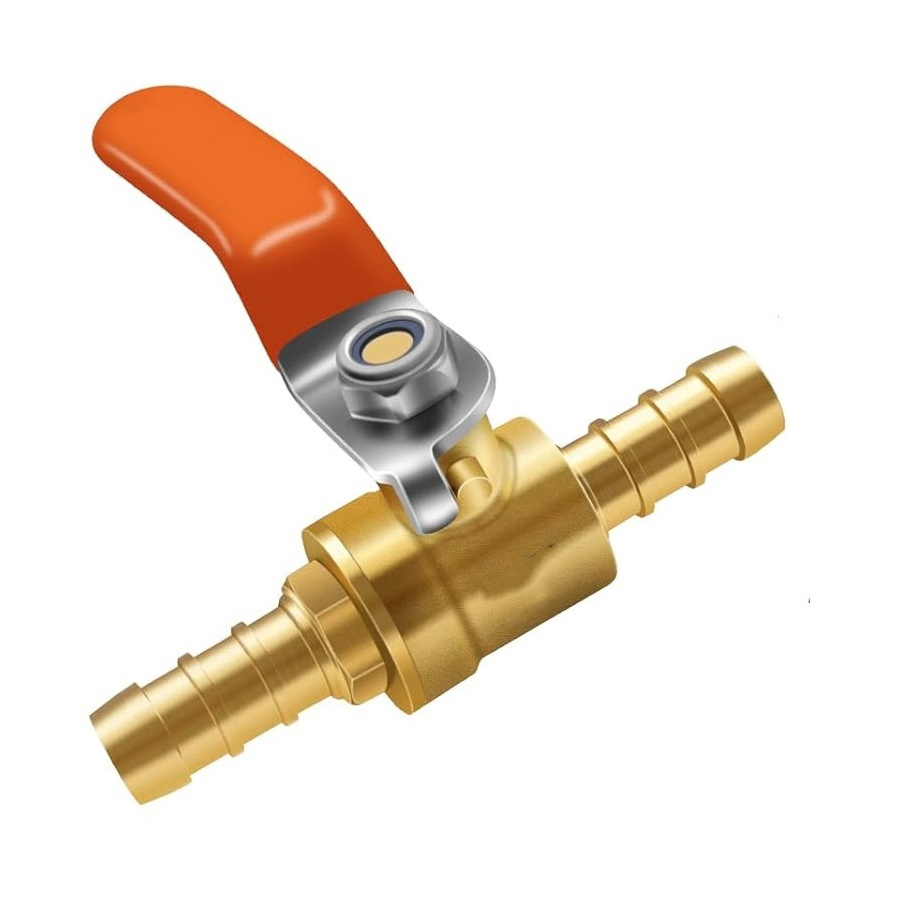 3/8 inch mini 2 way brass barb air ball valve for water gas fuel shut cut off 10mm pex tubing