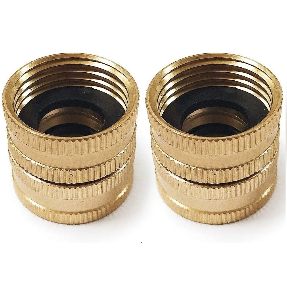 3/4 Inch Garden Hose Fittings Brass Color Quick Connector Hose Repair Connector Brass Thread Fittings