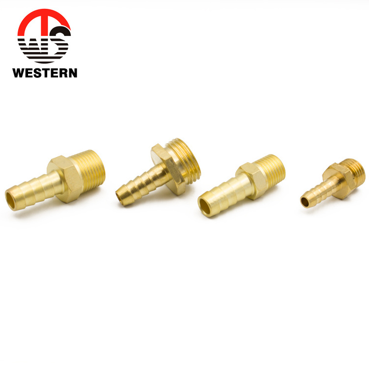 OEM high quality China factory  male  thread forged brass hexagonal connector pneumatic air hose barb nozzle fitting