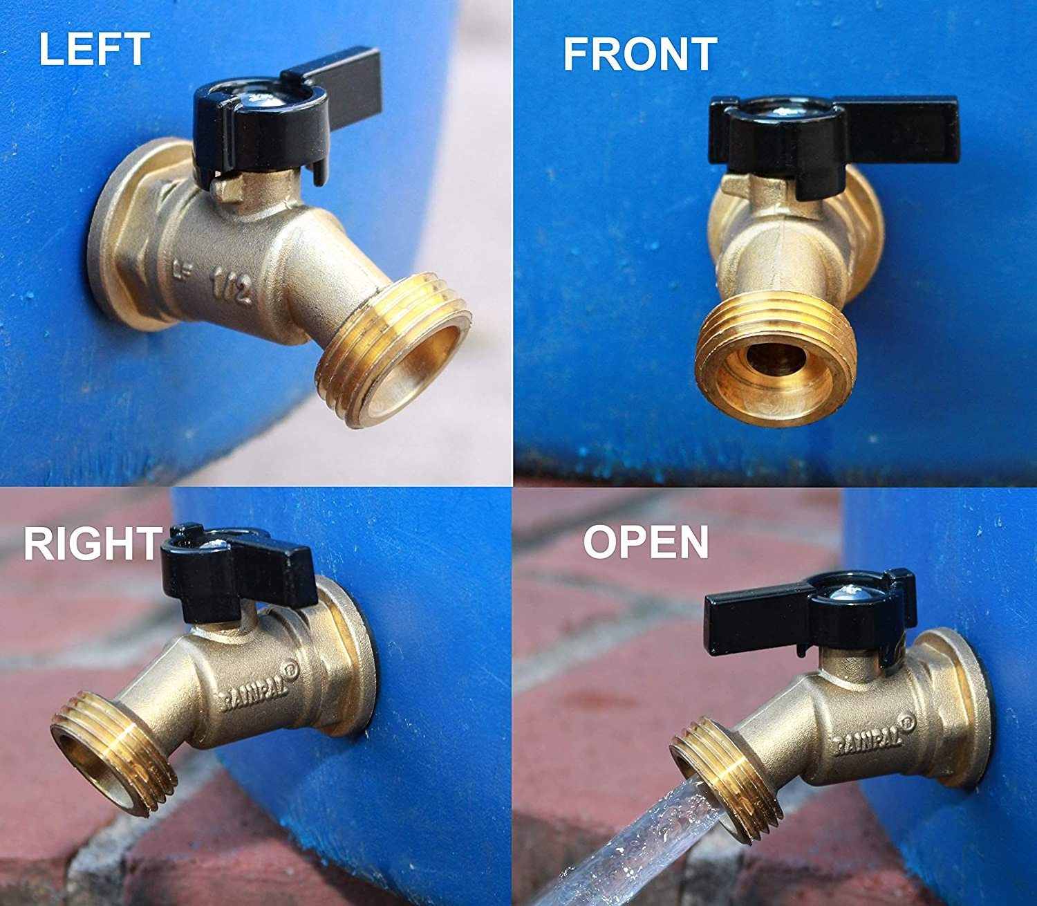 IBC Tank Adapter Brass Rain Barrel Quarter Turn Ball Valve Spigot with Bulkhead Fitting