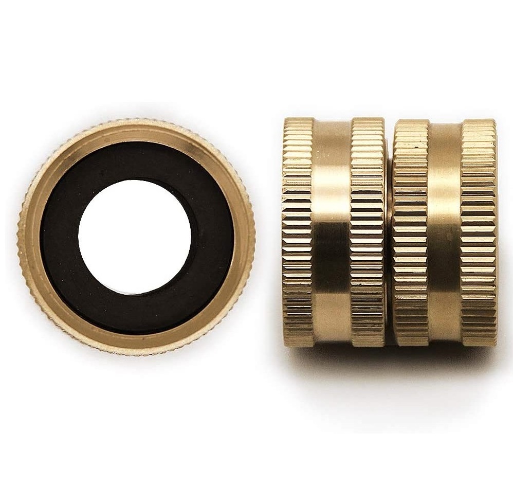 3/4 Inch Garden Hose Fittings Brass Color Quick Connector Hose Repair Connector Brass Thread Fittings