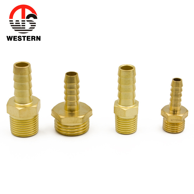 OEM high quality China factory  male  thread forged brass hexagonal connector pneumatic air hose barb nozzle fitting