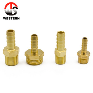 OEM high quality China factory  male  thread forged brass hexagonal connector pneumatic air hose barb nozzle fitting