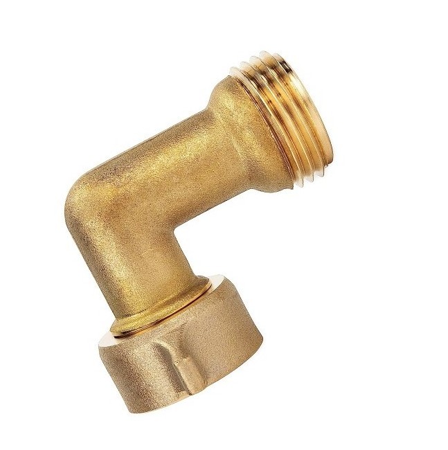 90-Degree Camper/RV Water Hose Elbow | Features Swiveling Easy Grip Connectors & a Lead-Free Solid Brass Design