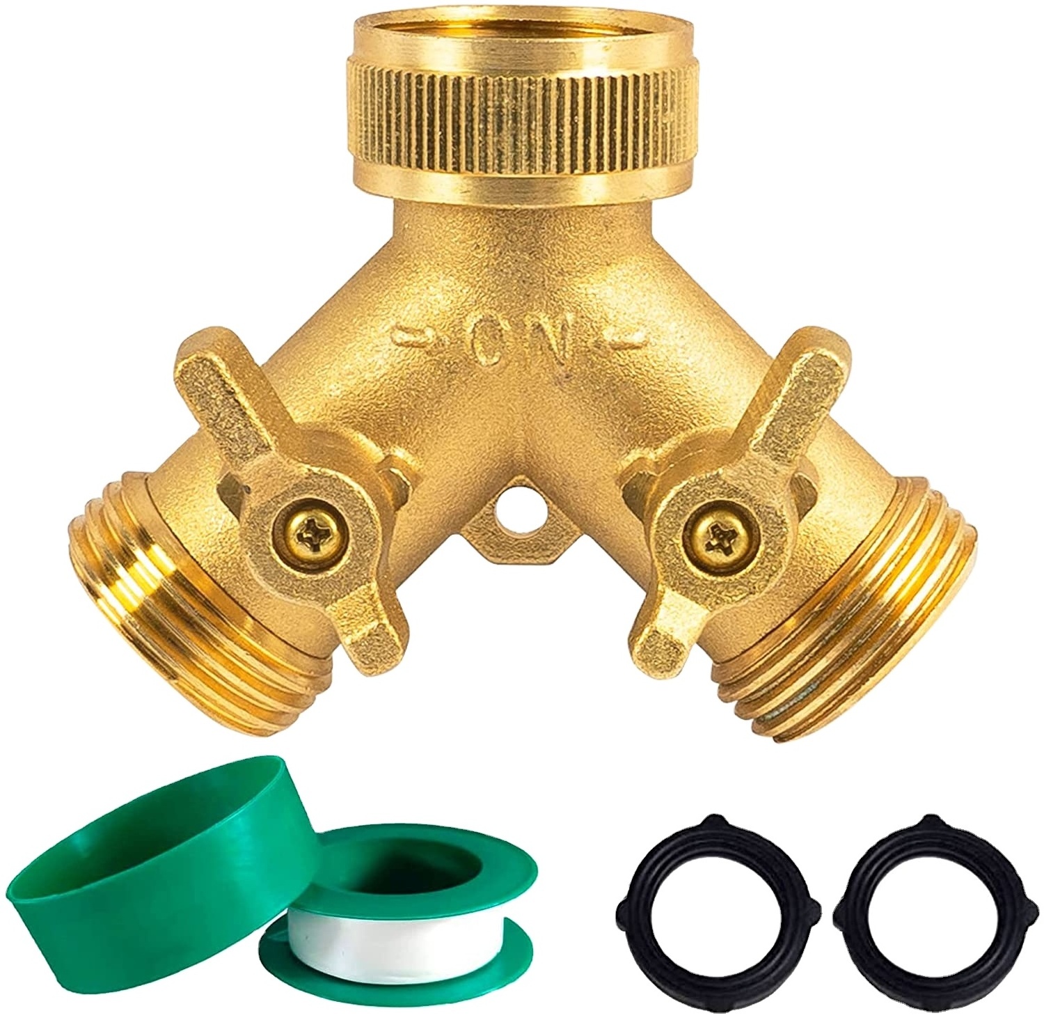 In Stock Garden 3/4 in Brass hose tap connector Hose Y Splitter 2 ways shut off valve