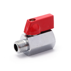 PN20  Chrome Plated red handle chrome brass FxM Thread npt 1/4" mini ball valve