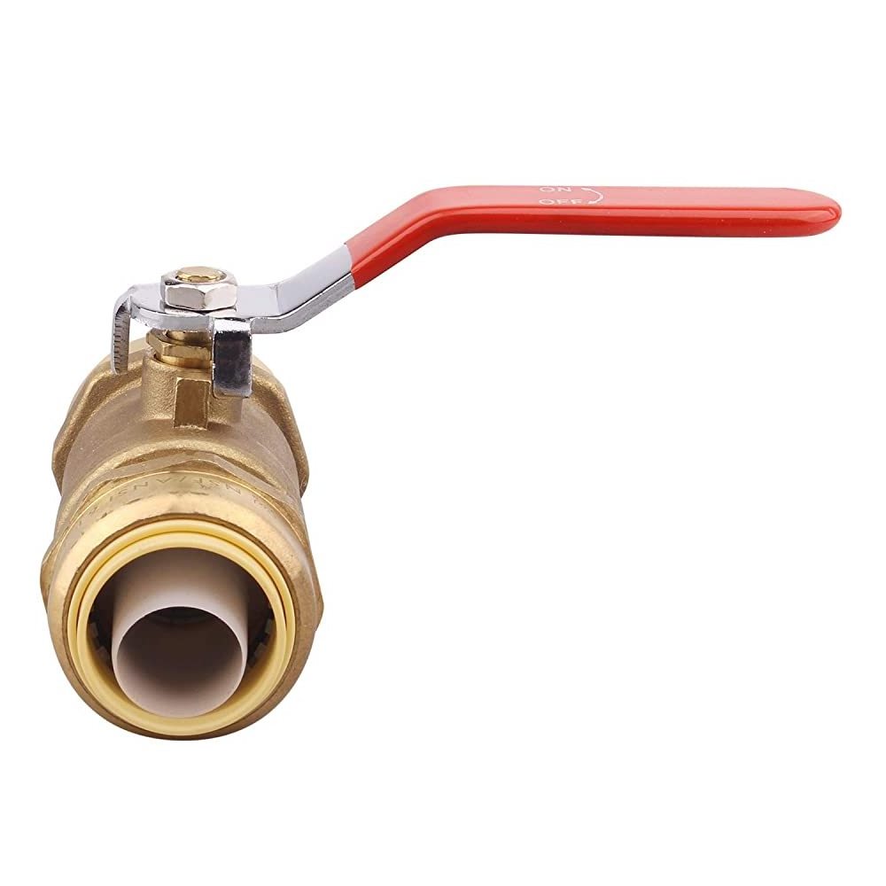 3/4 Inch Water Shut Off PEX Copper CPVC HDPE Brass Push-to-Connect Ball Valve