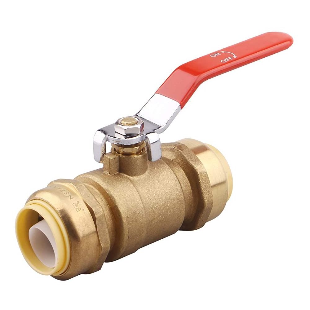 3/4 Inch Water Shut Off PEX Copper CPVC HDPE Brass Push-to-Connect Ball Valve