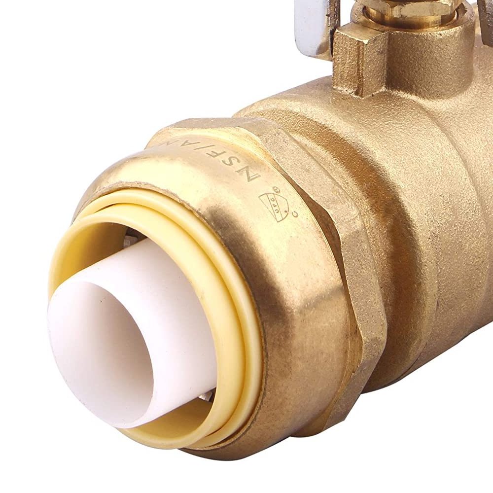 3/4 Inch Water Shut Off PEX Copper CPVC HDPE Brass Push-to-Connect Ball Valve