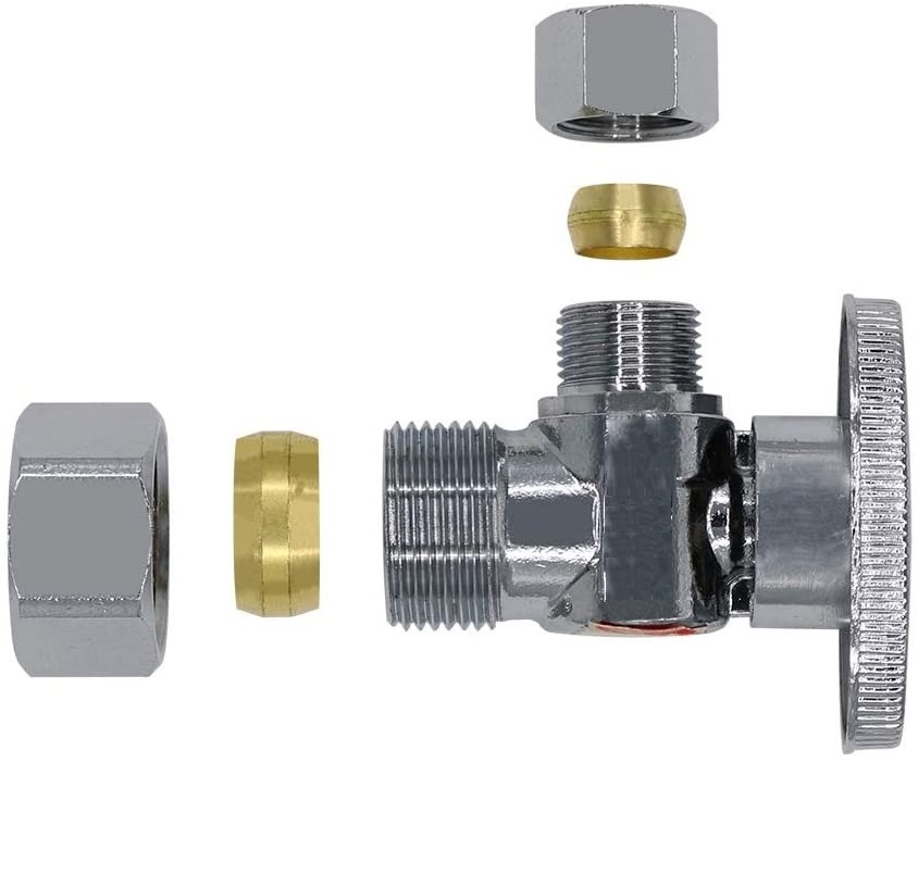 Shut Off Quarter Turn Water Sink Bathroom Toilet Kitchen Shower Plumbing Chrome Multi-Turn Angle Stop Valve