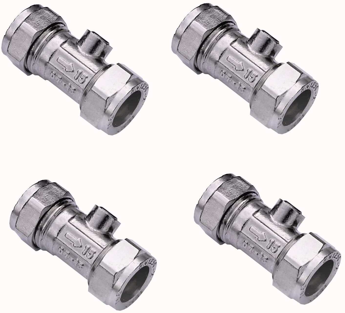 15mm  Iso Valve Shut Off Stop Tap Chrome Compression Isolation Valves