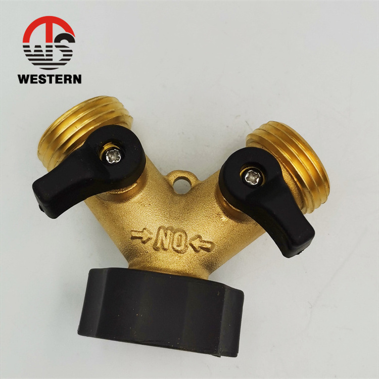 high quality Water Adapter Irrigation Brass Hose Splitter Connector Y garden two 2 way ball valve