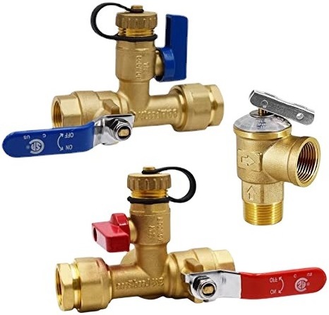 3/4 inch brass tankless water heater Isolator valve kit with safety relief valve