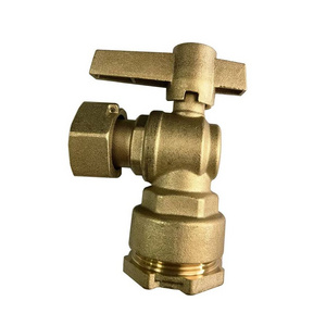 Locking Handle PN16 DN15 Brass Compression Angle Type Lockable Ball Valve For Water Meter