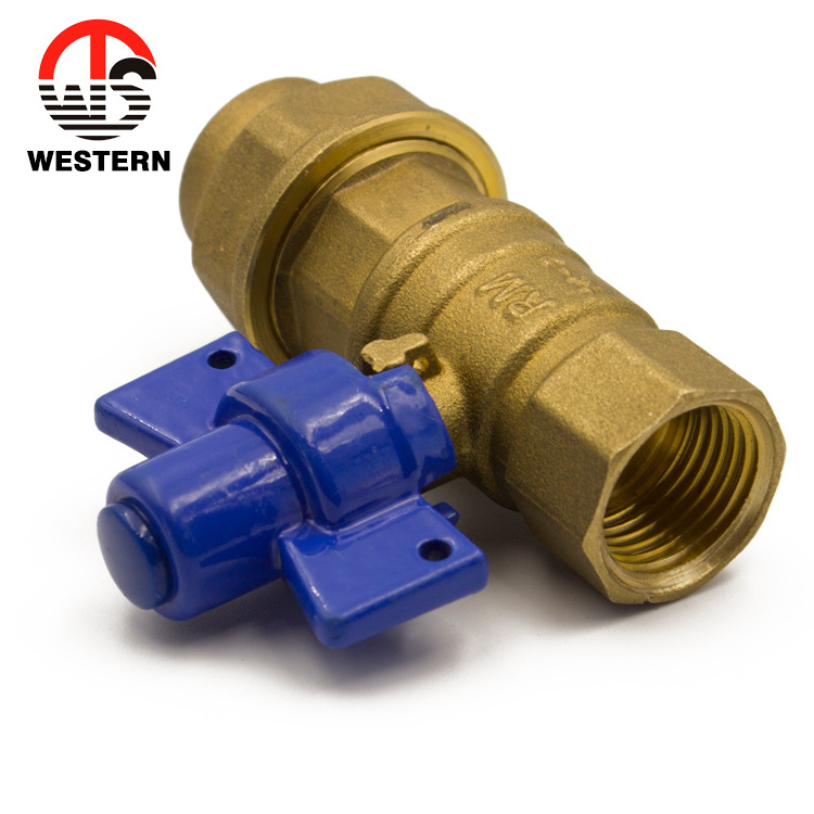 Chinese manufacturer forged Brass FXF water shut-off valve on smart copper water meter ball valve with lock