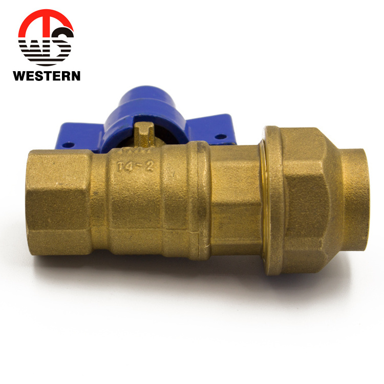 Chinese manufacturer forged Brass FXF water shut-off valve on smart copper water meter ball valve with lock