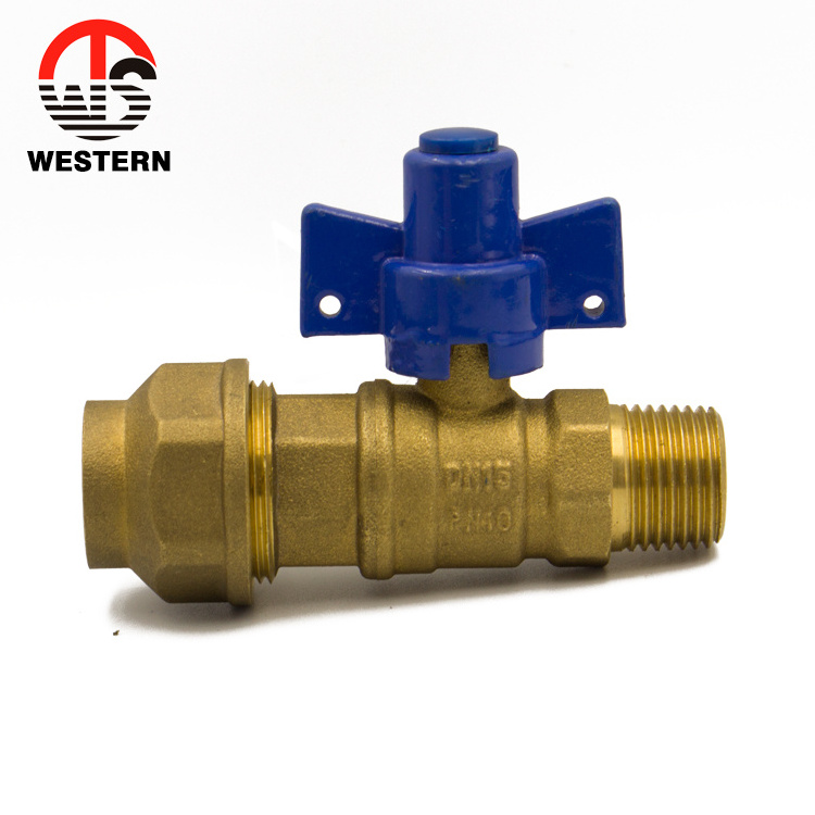 Chinese manufacturer forged Brass FXF water shut-off valve on smart copper smart lockable water meter key valve