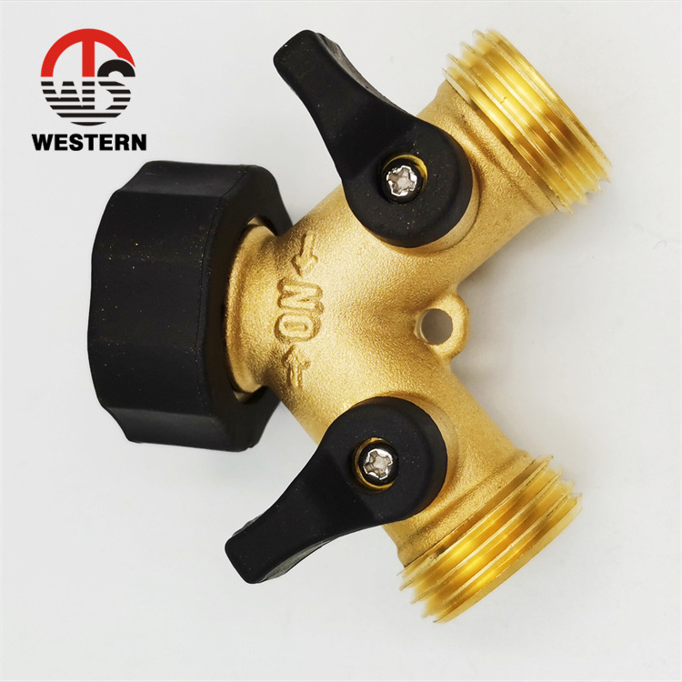 Super Heavy Duty Water Hose Connector Splitter 3/4 Inch Brass Garden hose Shut Off Valve