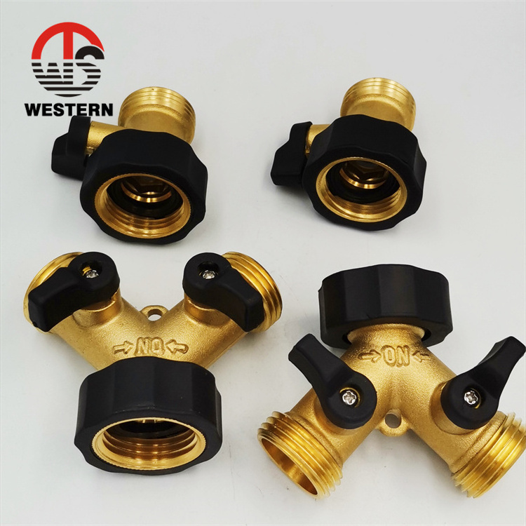 Super Heavy Duty Water Hose Connector Splitter 3/4 Inch Brass Garden hose Shut Off Valve