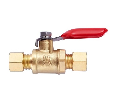 Lead Free Brass Mini Ball Valve Shut Off Switch 1/4 inch Compression by 1/4 Compression Fitting