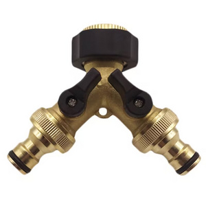 In Stock Garden 3/4 in Brass hose tap connector Hose Y Splitter 2 ways shut off valve